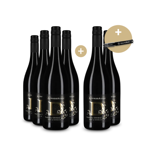 4+2 Flaschen AppassAussi Double Run Shiraz 2021 + Kellnermesser