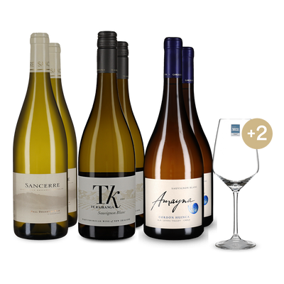 3x2 Sauvignon Blanc Premium Paket + 2 Weingläser